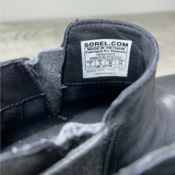 Sorel NL3718 Emilie Cheslea  Black Leather Women’s Ankle Booties Boots Size 7 - Picture 9 of 9